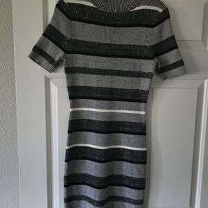 Cotton On Black and Gray Striped Midi Dress